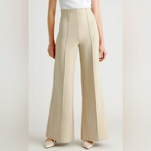 Ecru colored Ultra-Stretch Ponte Super Wide Leg Pants (size Large)